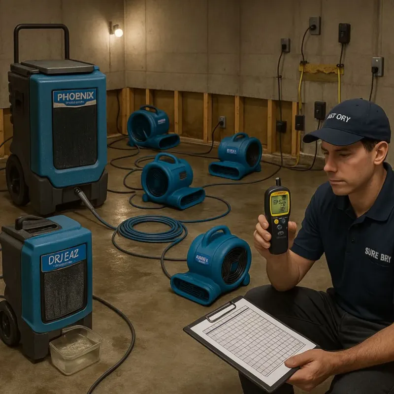 Structural Drying and Dehumidification process in Weston, MO